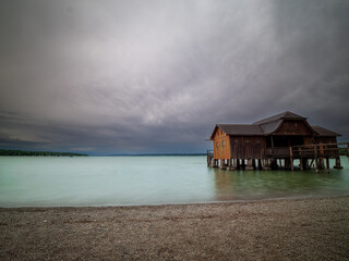 Boat House at the Ammersee lake before the storm came along