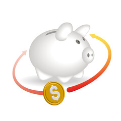 Obraz premium The business concept of a piggy bank of money. Save and accumulate money savings. Secure financial investments, services. Vector illustration, 3D.