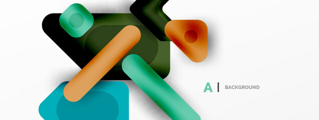 Minimal geometric abstract background. Colorful geometric blocks. Lines, squares and triangles composition wallpaper