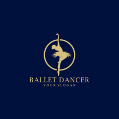 Ballet Dancer Logo Design Silhouette Vector