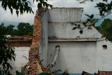 a collapsed building after an explosion