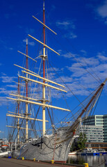 Fototapeta na wymiar A tall ship standing in the port of Gdynia, Poland
