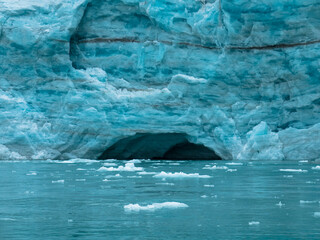 Samarinbreen ended in a calving front at Samarinvagan, a bay on the south side of the Hornsundfjord. Concept for climate change, global warming, north pole, cold nature. Svalbard, Norway