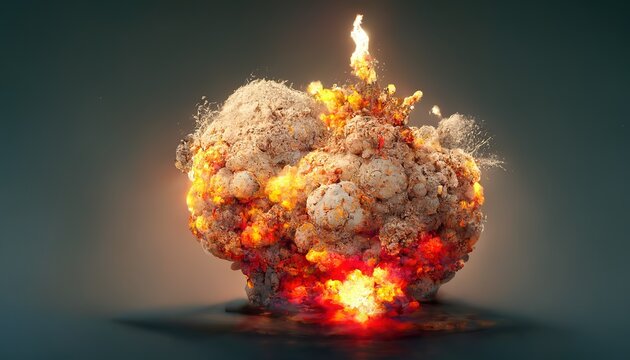 Realistic explosive clouds and smoke element for the game interface design. Nuclear cloud, explosion effect, smoke. Detonation of dynamite explosive, 3d render
