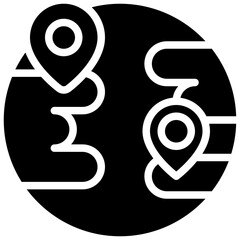 Two pins on earth icon, location map and navigation vector