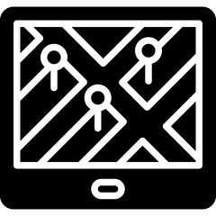 Map on tablet icon, location map and navigation vector