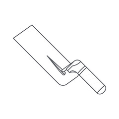 Long Flat Cement Brick Spoon Construction Tools Equipment Device Icon Set Collection Black Line