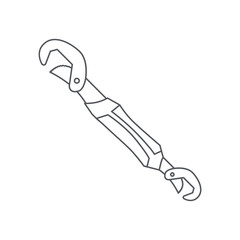Double Sided Wrench Construction Tools Equipment Device Icon Set Collection Black Line