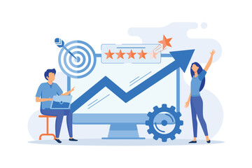 Reputation management Digital marketing service, webpage navigation, public relations, communication strategy, social media, UI menu bar flat design modern illustration