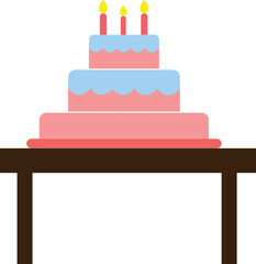 Isolated Cake on Table Vector Illustration Graphic
