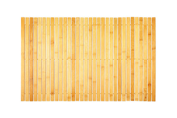 Wooden bath mat isolated on white, top view