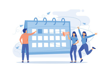 Events Corporate events, event calendar, notification, website menu bar, UI element, business meeting, commercial exhibition, schedule flat design modern illustration