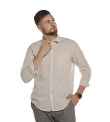 Portrait of handsome man on white background