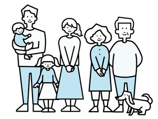 3世代家族のイラスト