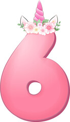 Unicorn Pink Number 6