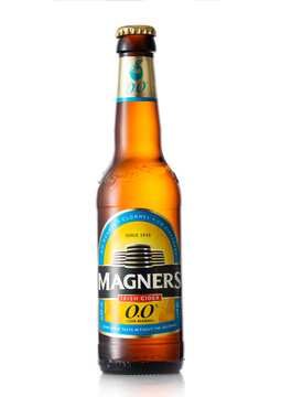 LONDON, UK - JUNE 22, 2022: Magners zero alcohol irish premium cider on white background.