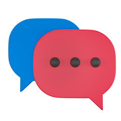 3d speech chat bubble 3d icon isolated on transparent background. 3d render illustration.
