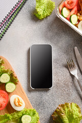 Weight loss concept, calories counting, diet, food control and Calorie counter application on...