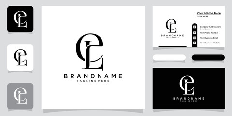 Alphabet letters Initials Monogram logo EL or LE, E and L with business card design