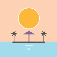 summer beach illustration logo