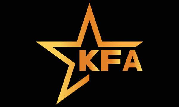 KFA golden luxury star icon three letter logo design vector template. royal logo | luxury logo | jewelry logo | premium logo | iconic logo | Victoria logo |	