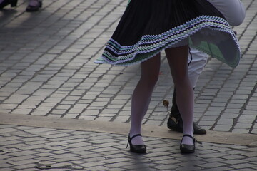 Slovak folk dance in the street