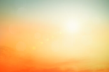 Abstract blurred sunlight beach colorful blurred background with retro effect autumn sunset sky have blue bright, white and color orange calm.
