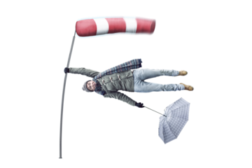 Funny man gets blown away by a storm