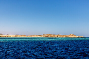 Naklejka premium View to the shore near Sharm el Sheikh from the Red sea