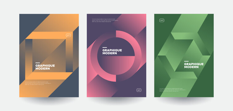 Minimalist posters set with grapient shape patterns. Eps10 vector.