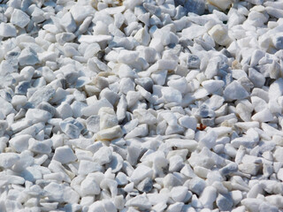 White gravel stones background.