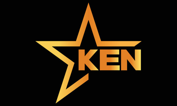 KEN golden luxury star icon three letter logo design vector template. royal logo | luxury logo | jewelry logo | premium logo | iconic logo | Victoria logo |	