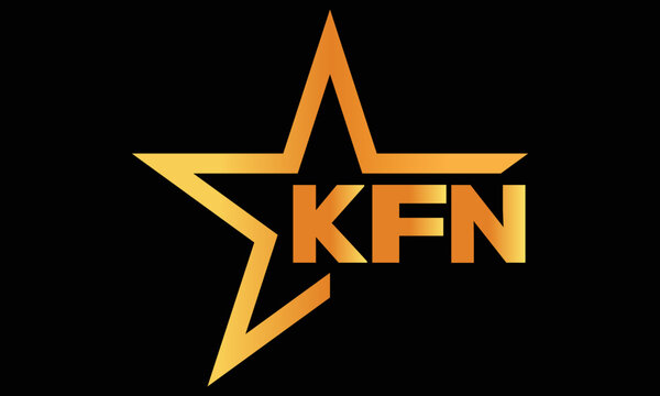 KFN golden luxury star icon three letter logo design vector template. royal logo | luxury logo | jewelry logo | premium logo | iconic logo | Victoria logo |	