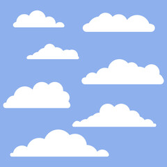 Set of vector white clouds. Clouds in the sky. Vector