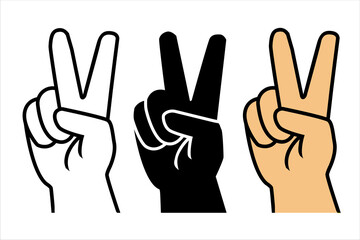 Hand is show two fingers up isolated on white background. Finger symbols of peace strength fight, victory symbol, letter V in sign language or number two or second. vector
