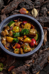 Vegetable stew with mushrooms and seafood