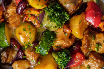 Vegetable stew with mushrooms and seafood