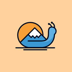 Snail Mountain Outdoor Creative Logo, Snail Mountain Mascot Logo