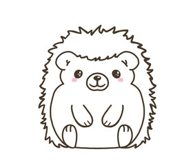 Cute kawaii adorable hedgehog for coloring cartoon illustration drawing