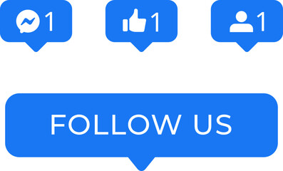 Social Media Follow Like Message Button & Icons