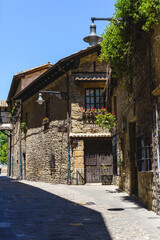 Ancient stone house at medieval town Pamplona.