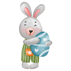 Easter bunny watercolor clipart
