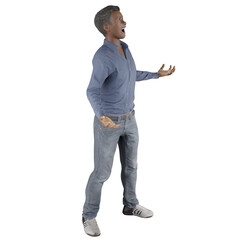 Naklejka premium happy man model avatar man model human character 3d illustration