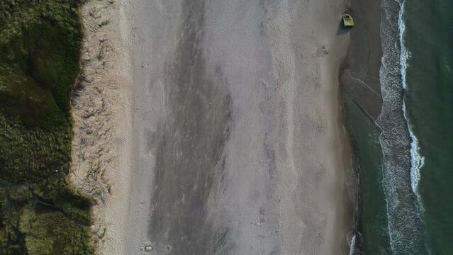 a beach from above in norre vorupor, surfing mecca of the national park thy in denmark