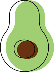 Avocado line icon in color on a white background