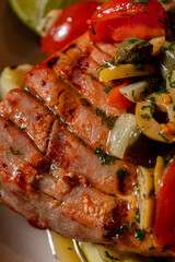 tuna steak with olive salsa