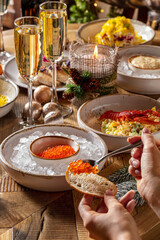 Table with New Year's dishes
