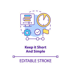 Keep it short and simple concept icon. Focus on topic. Sales online training videos abstract idea thin line illustration. Isolated outline drawing. Editable stroke. Arial, Myriad Pro-Bold fonts used