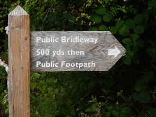 direction sign to footpath and bridleway