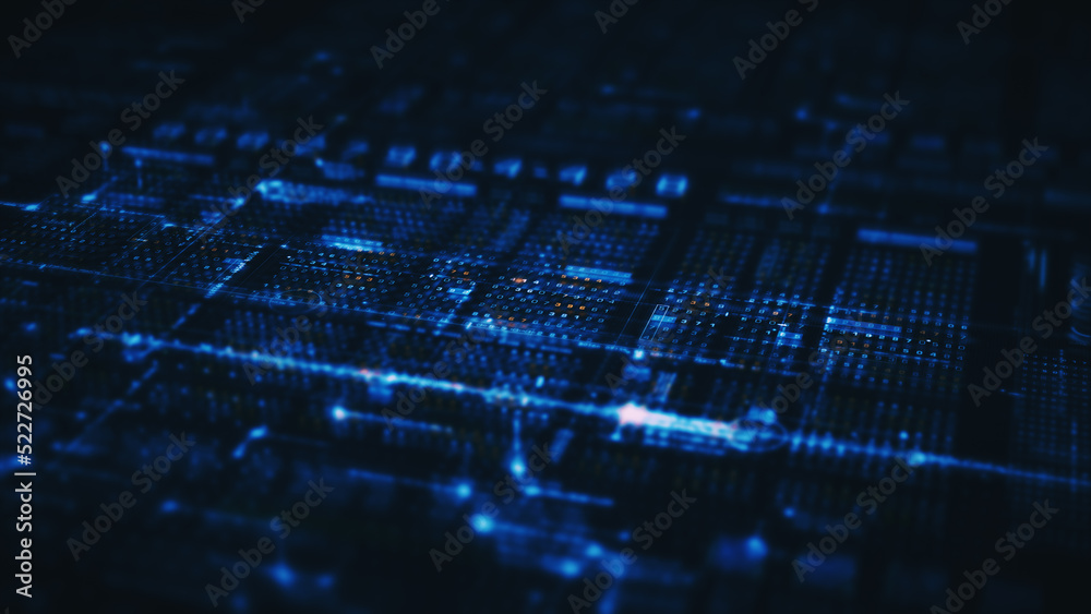 Poster Advance digital generated motion abstract matrix cyber environment big data analytic artificial intelligent metaverse simulation, head up display background